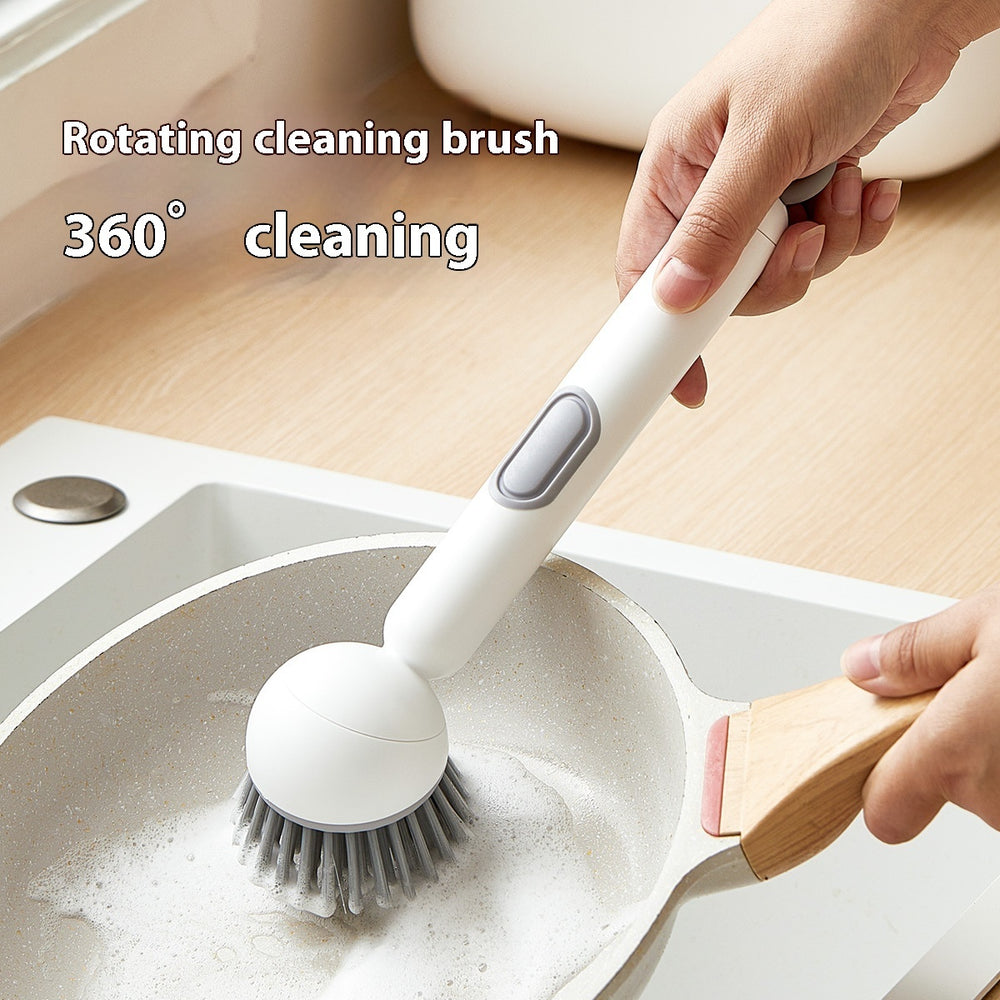 Long Handle Liquid Adding Rotating Wok Brush Kitchen Special Multifunction Cleaning Brush