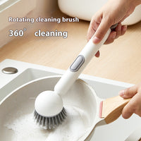 Long Handle Liquid Adding Rotating Wok Brush Kitchen Special Multifunction Cleaning Brush