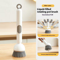 Long Handle Liquid Adding Rotating Wok Brush Kitchen Special Multifunction Cleaning Brush